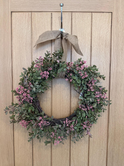 40cm Pink Flower Wreath