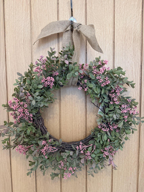40cm Pink Flower Wreath